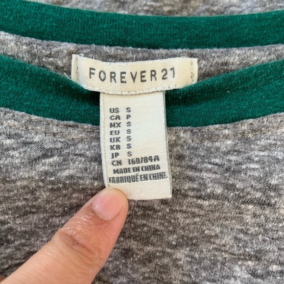 Forever 21, Grey and Teal 3/4 Sleeve Baseball T-Shirt, Size: Small - Picture 3 of 3